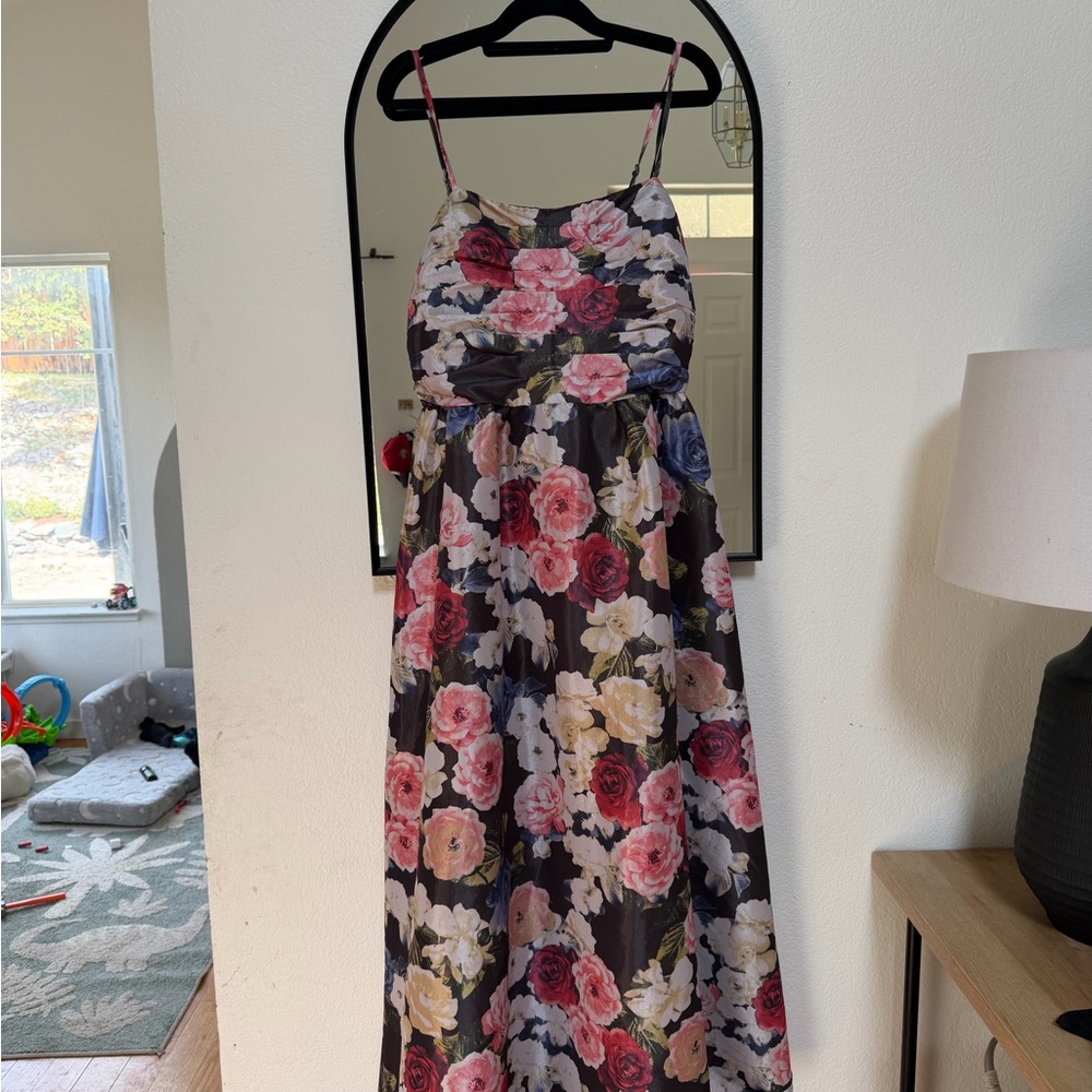 Floral Spaghetti Strap Maxi Dress - Pink Multi